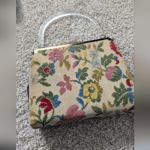 Vintage L&M Edward ReversiblePurse Lucite Handle 1950-60’s MCM Floral